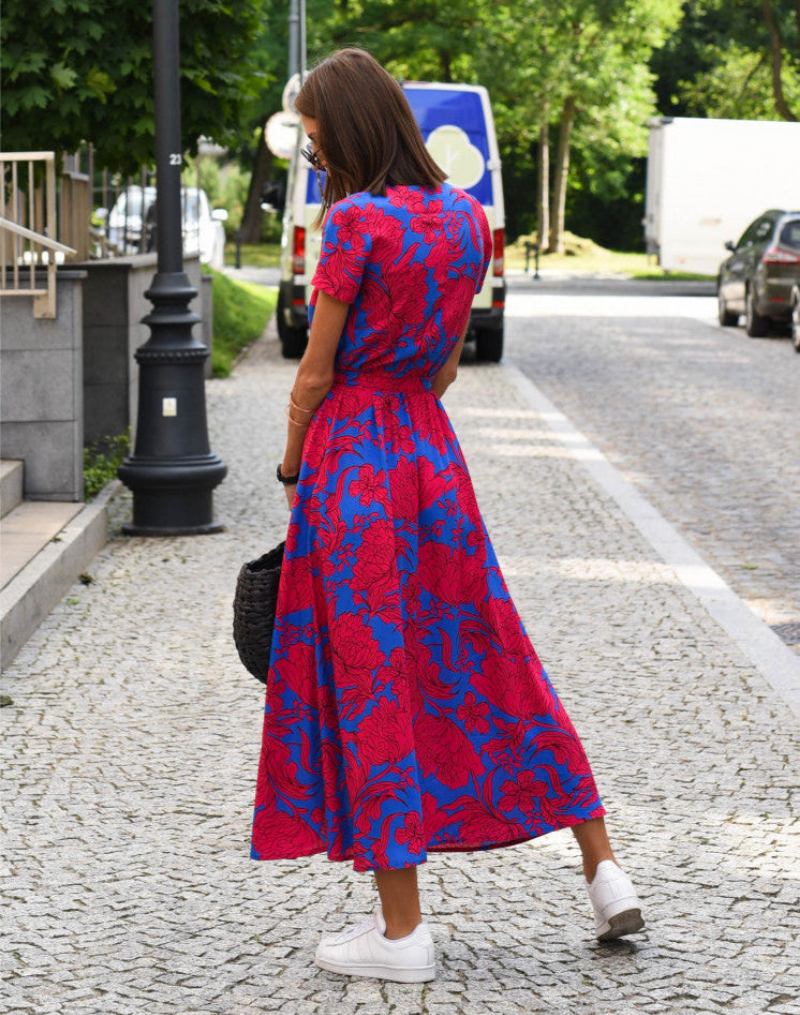 Vivienne | Floral Wrap Tie-Waist Midi Dress