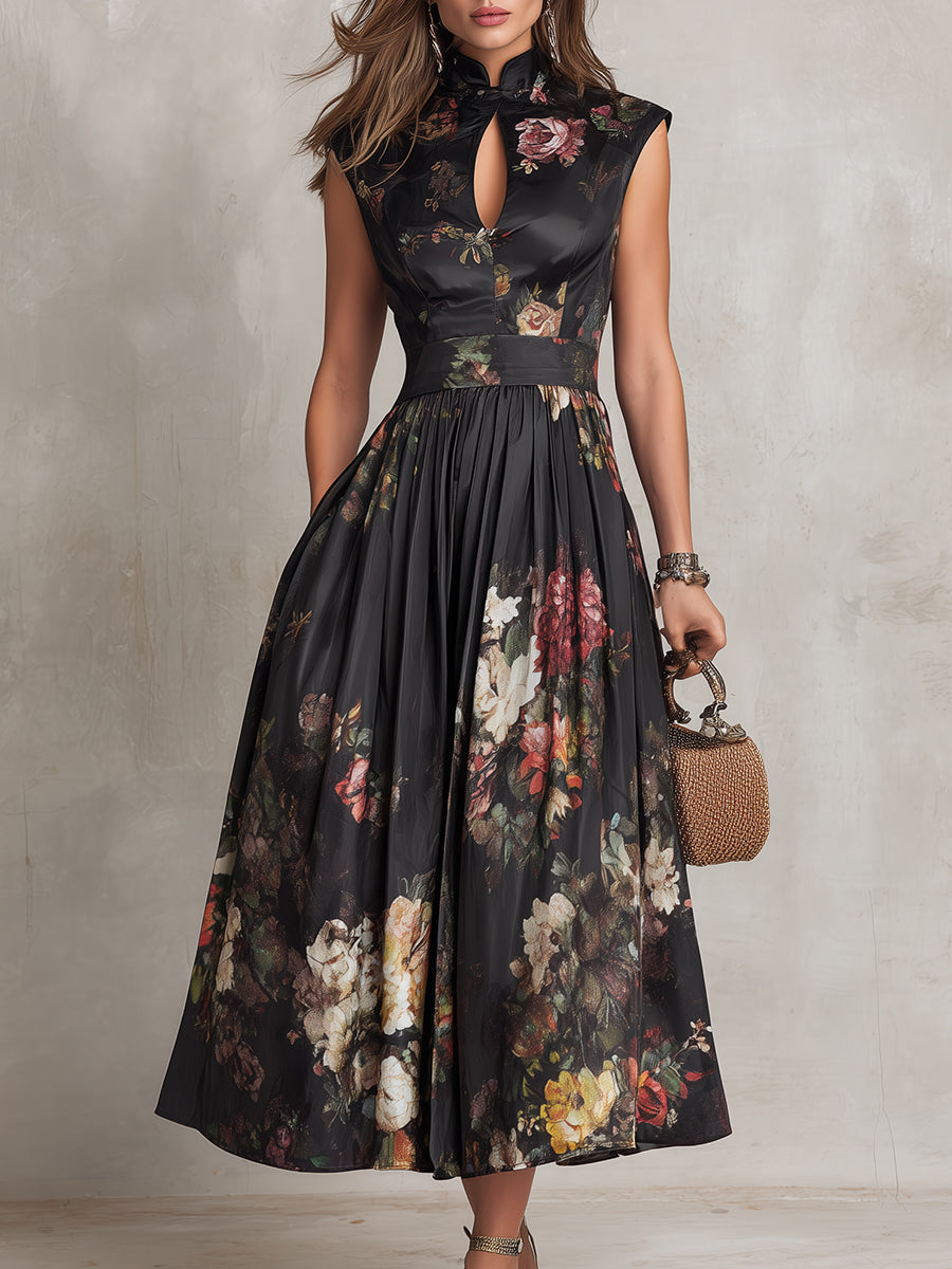 Annick | Satin Floral A-Line Dress