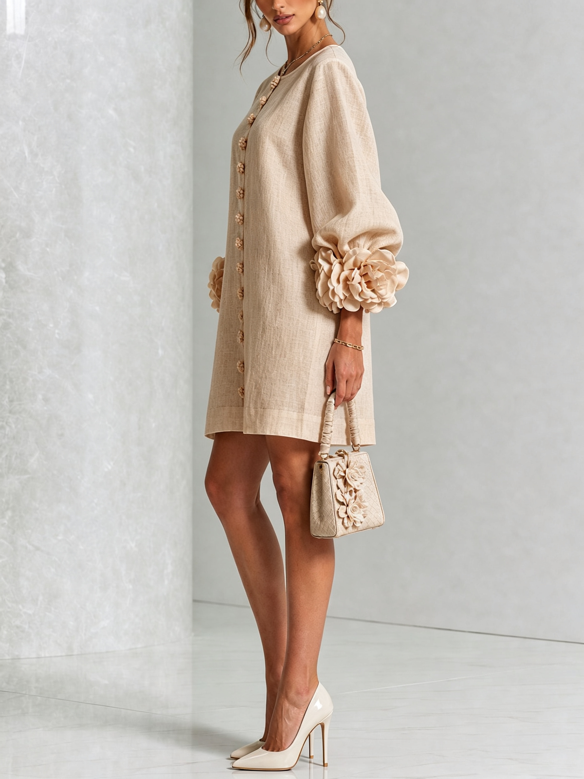Ottavia | Rose Cuff Button-Down Mini Dress