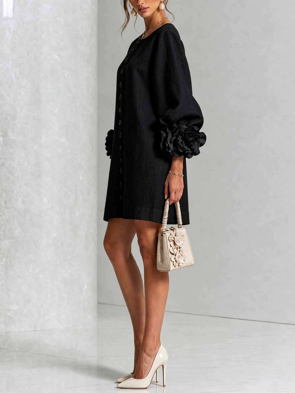 Ottavia | Rose Cuff Button-Down Mini Dress