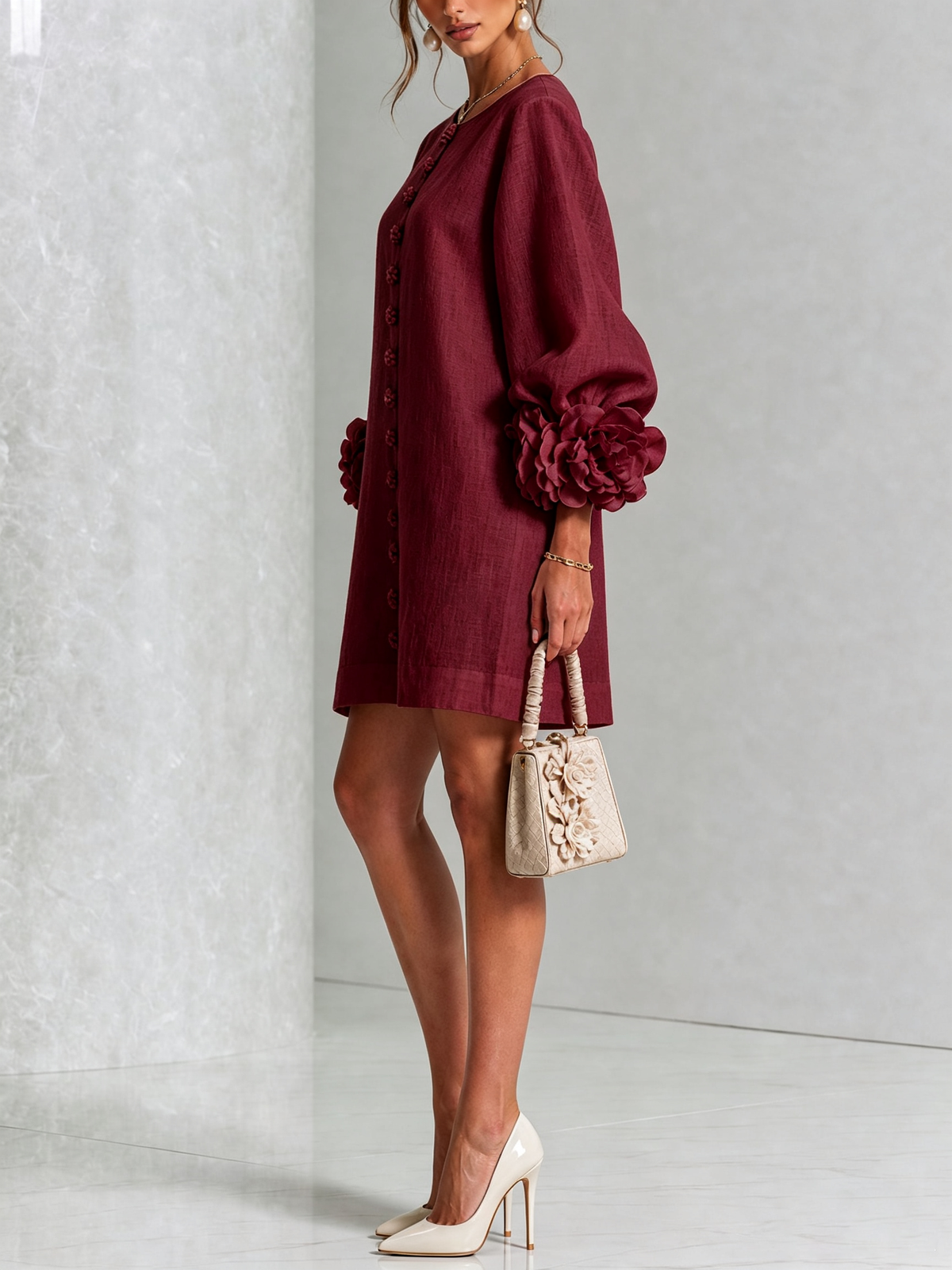 Ottavia | Rose Cuff Button-Down Mini Dress