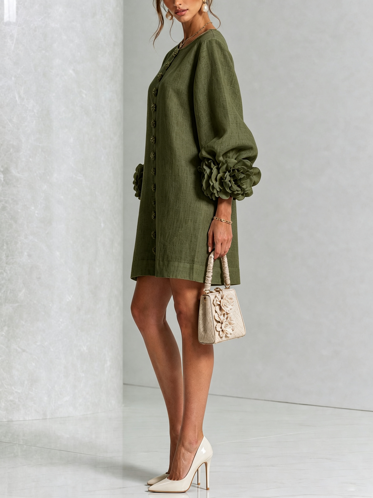 Ottavia | Rose Cuff Button-Down Mini Dress