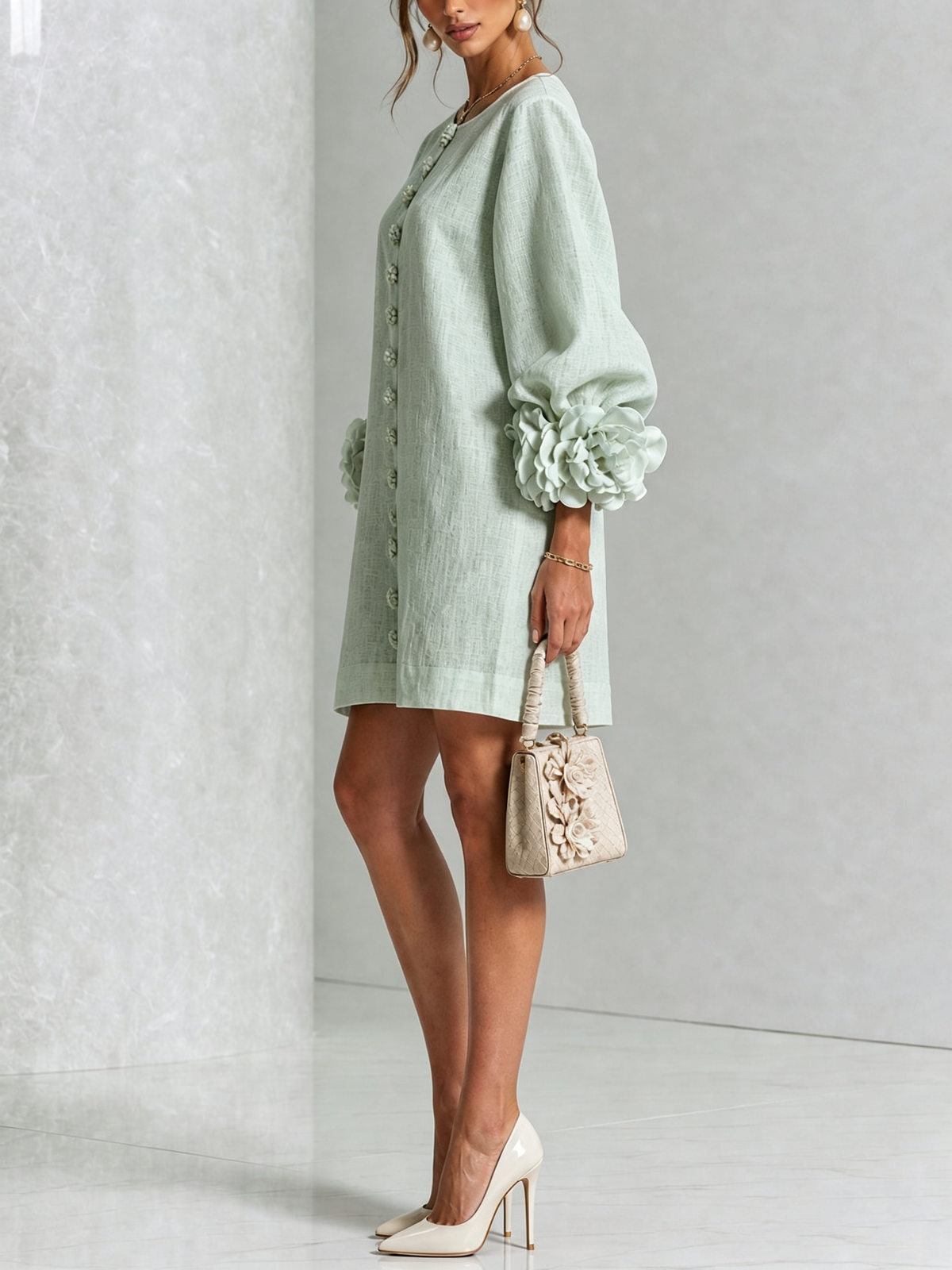 Ottavia | Rose Cuff Button-Down Mini Dress