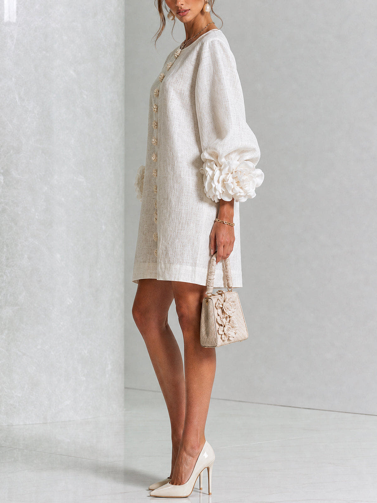 Ottavia | Rose Cuff Button-Down Mini Dress