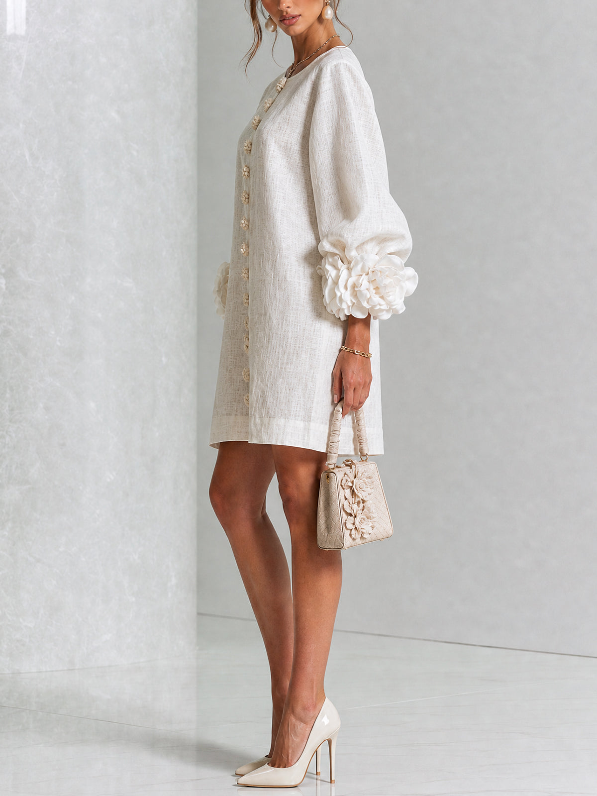 Ottavia | Rose Cuff Button-Down Mini Dress