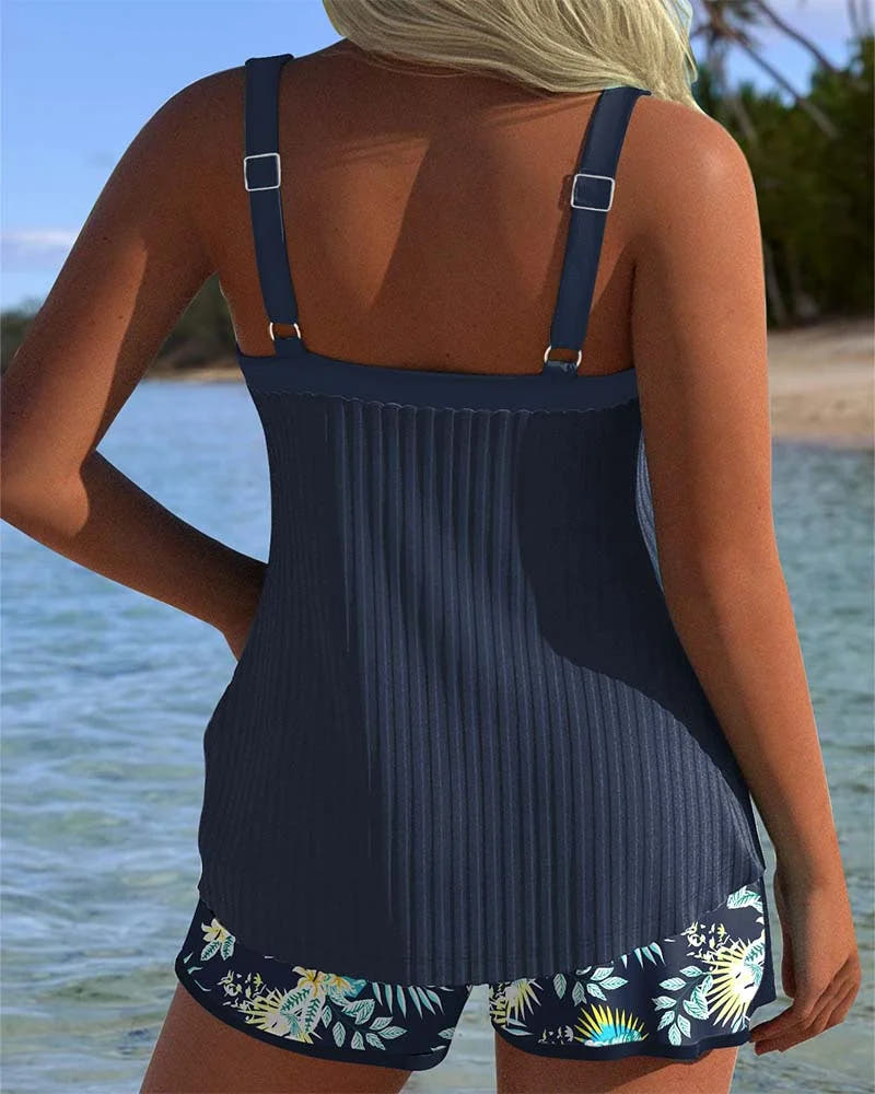 Amanda | Striped Tankini with Shorts