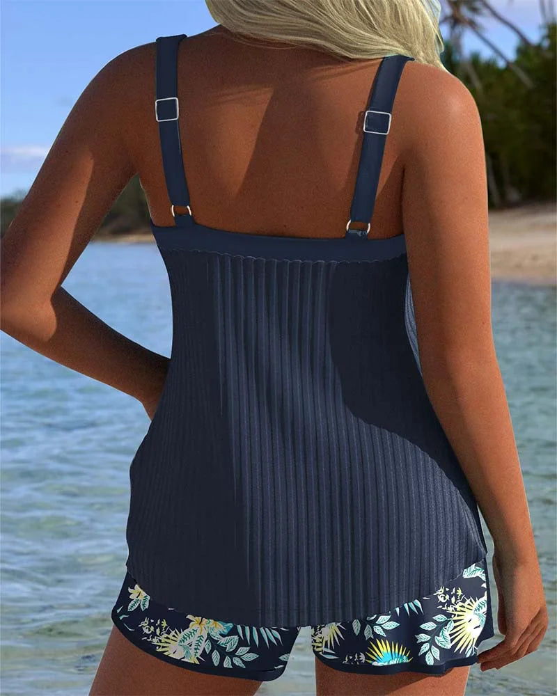 Amanda | Striped Tankini with Shorts