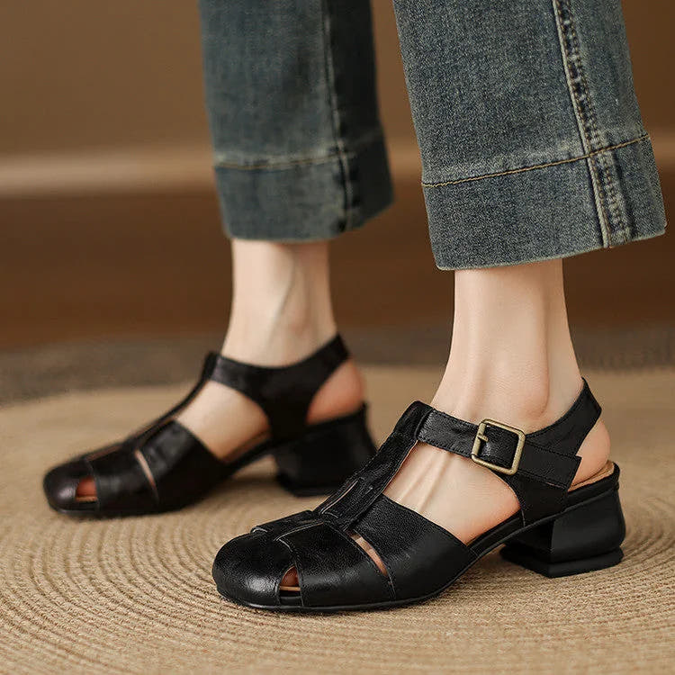 Amaya | Block Heel Leather Sandals