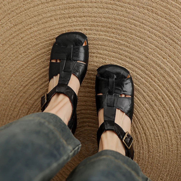 Amaya | Block Heel Leather Sandals