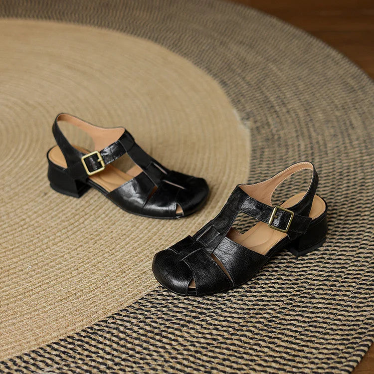 Amaya | Block Heel Leather Sandals
