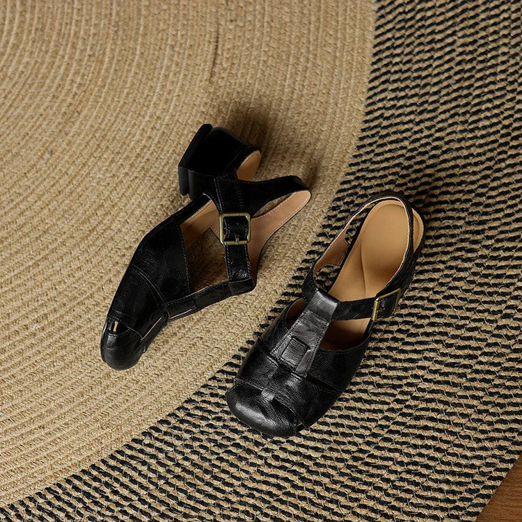 Amaya | Block Heel Leather Sandals