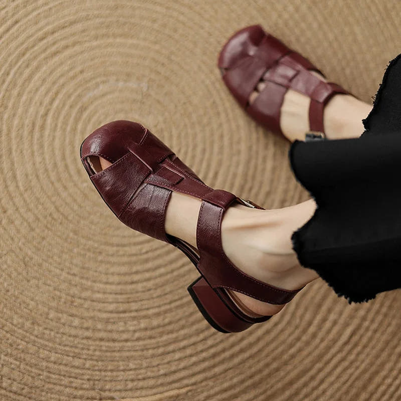 Amaya | Block Heel Leather Sandals