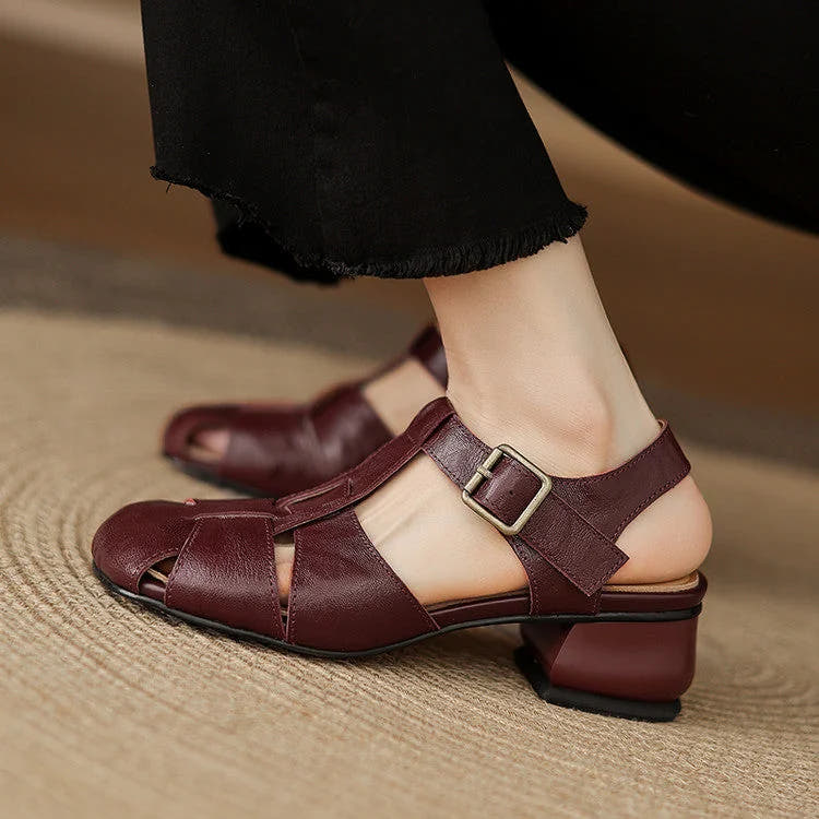 Amaya | Block Heel Leather Sandals