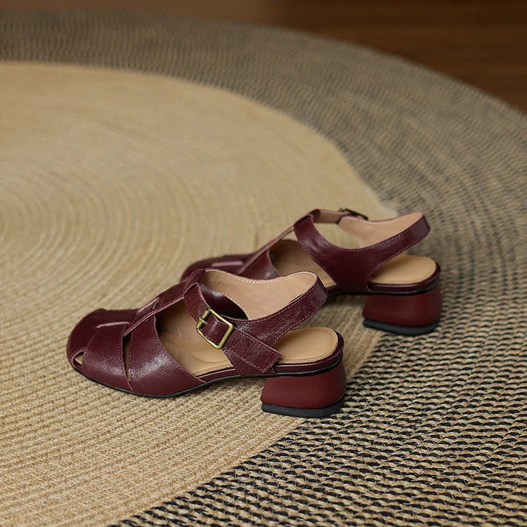 Amaya | Block Heel Leather Sandals