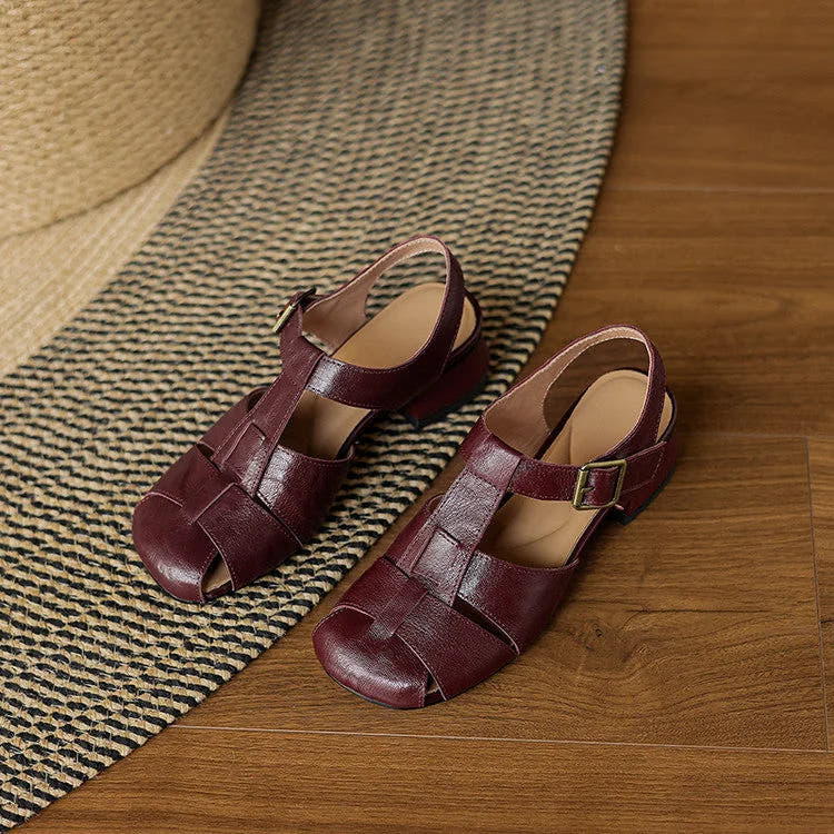 Amaya | Block Heel Leather Sandals