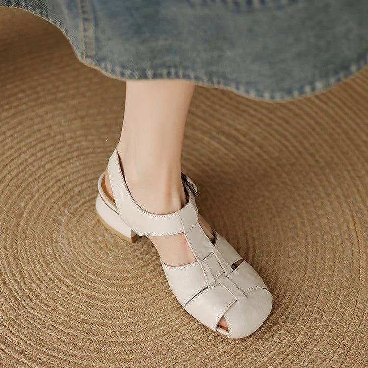 Amaya | Block Heel Leather Sandals