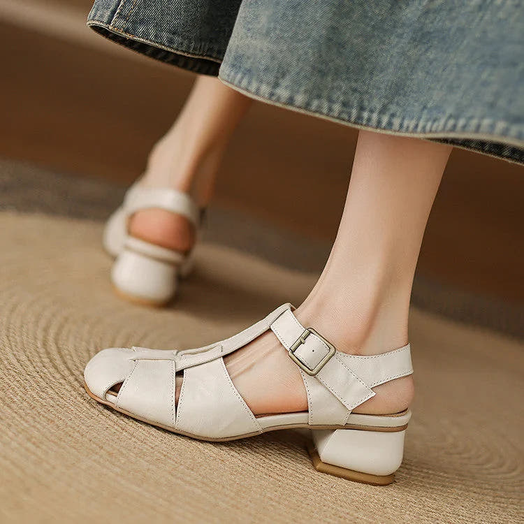 Amaya | Block Heel Leather Sandals