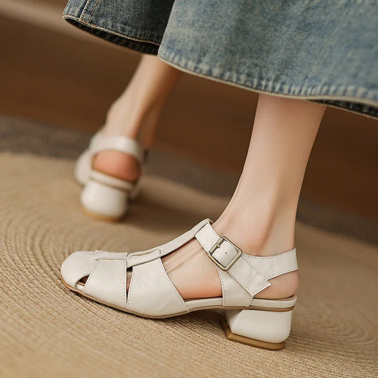Amaya | Block Heel Leather Sandals