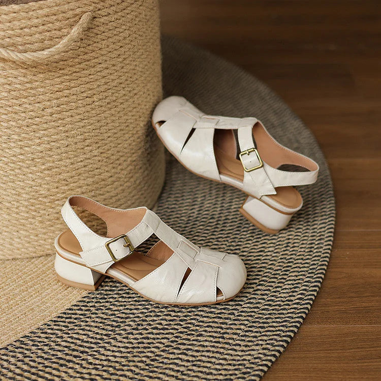 Amaya | Block Heel Leather Sandals