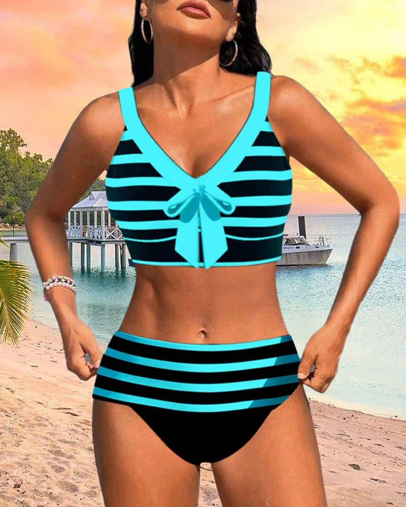 Athena | Striped High-Waist Bikini