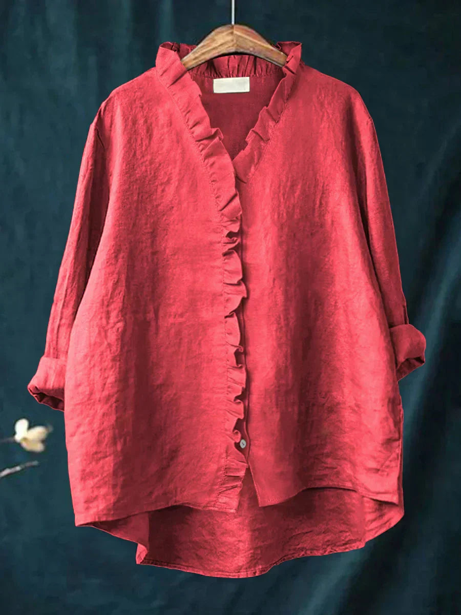 Lily | Casual Shirt with Ruffles in Cotton and Linen