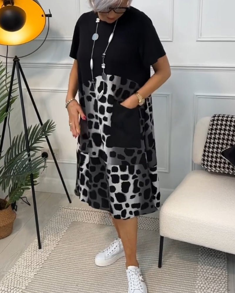 Zara | Printed Midi Dress With Pockets