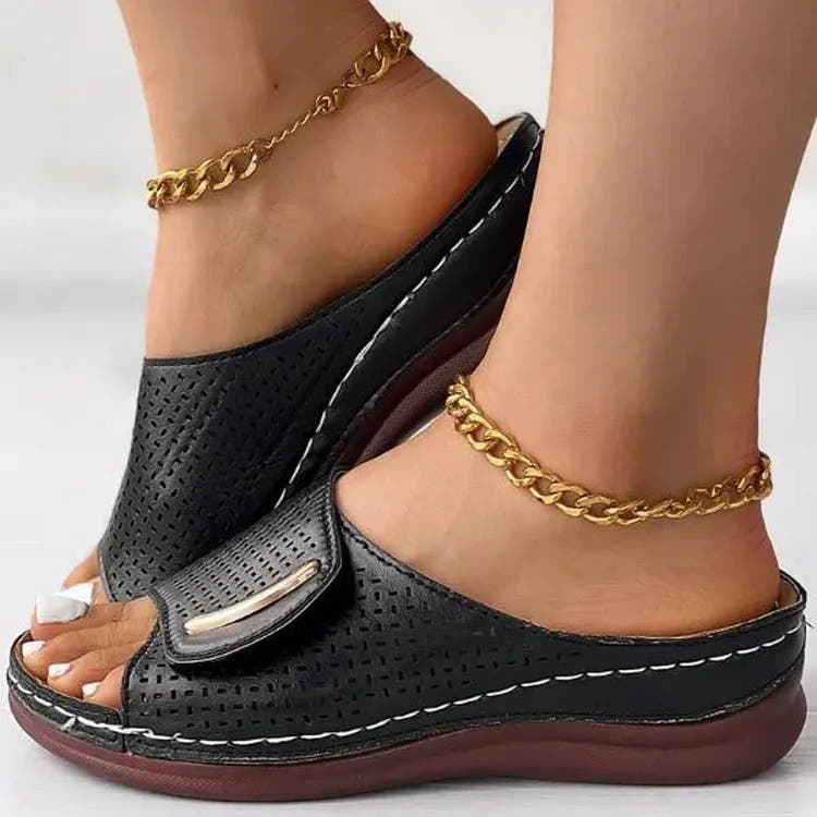 Rowenna | Perforated Slip-On Wedges
