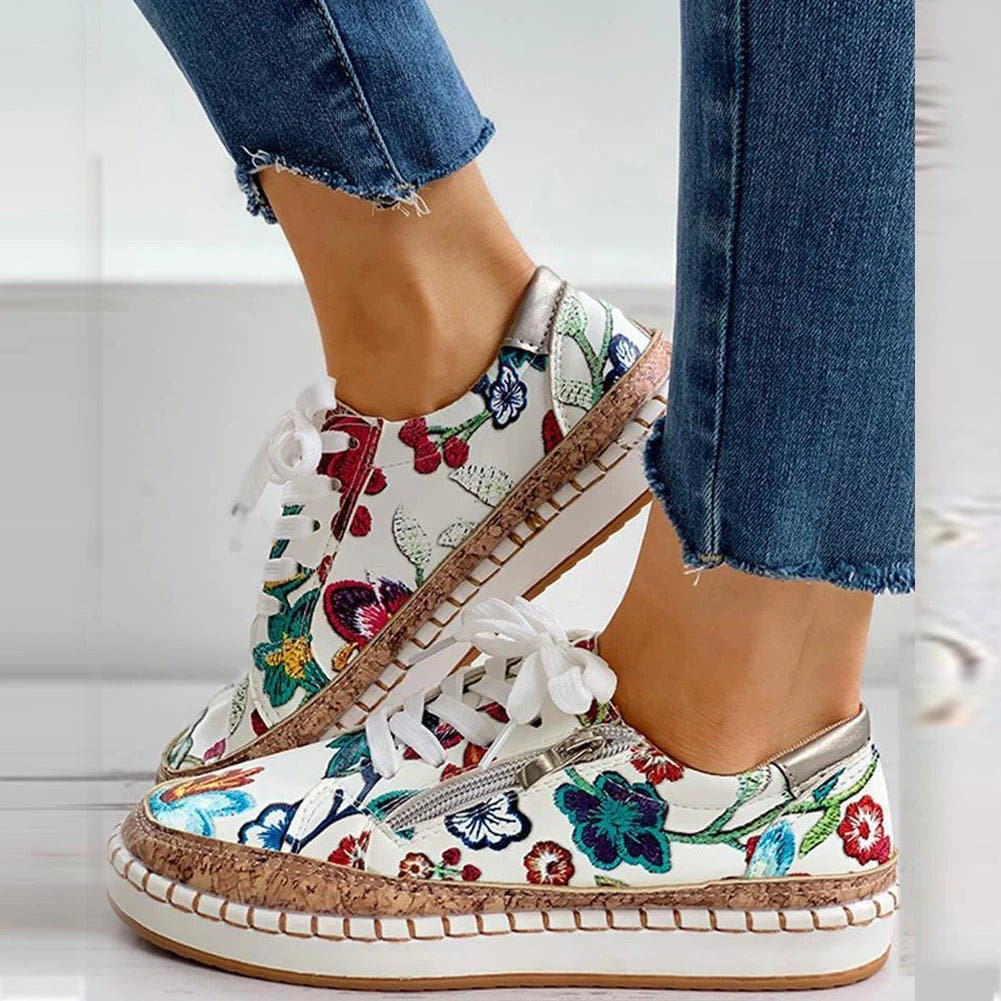 Oluchi | Floral Side-Zip Sneakers