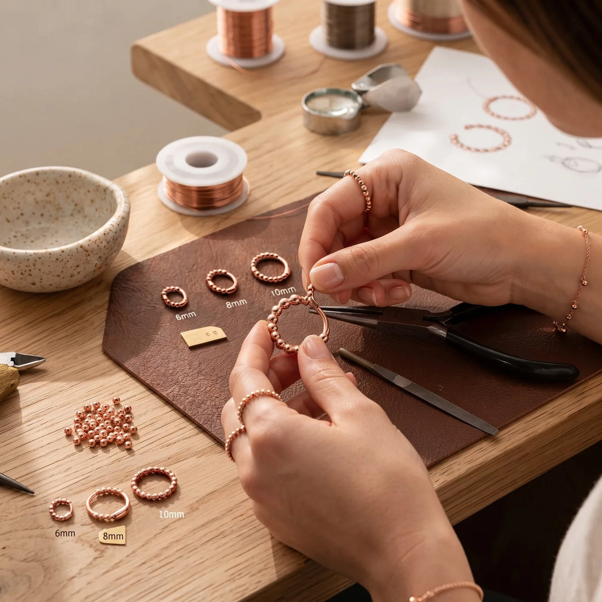 Bead Copper Earrings