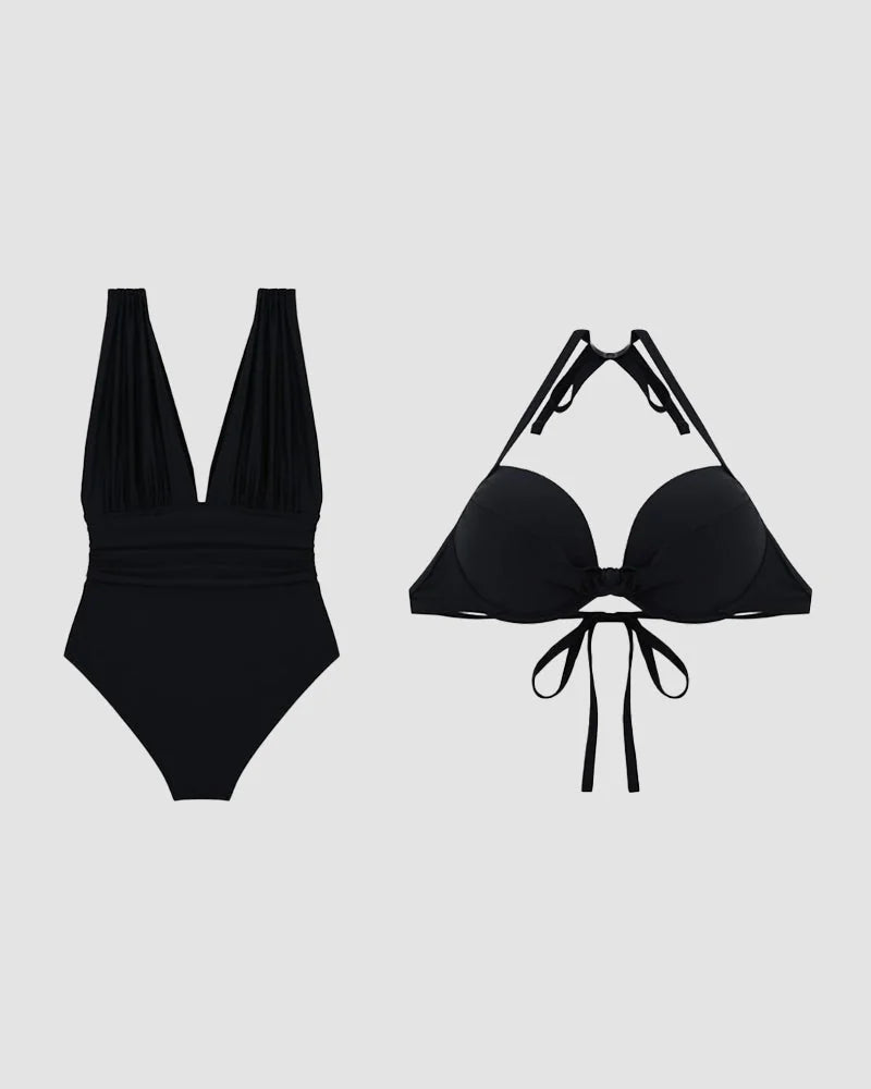 Belen | Deep V-Neck Halter Swimsuit