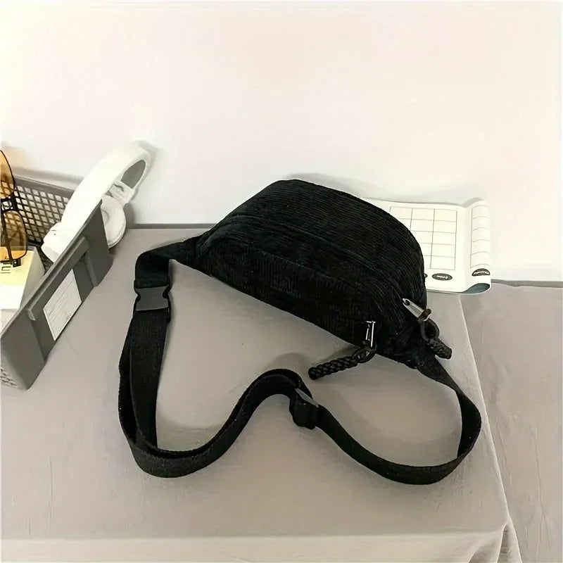 Greta | Corduroy Shoulder Bag Black