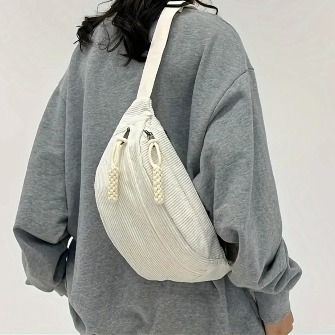 Benedicta | Corduroy Tassel Shoulder Bag