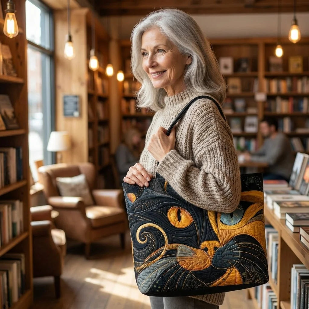 Beryl | Mystic Cat Quilted Tote