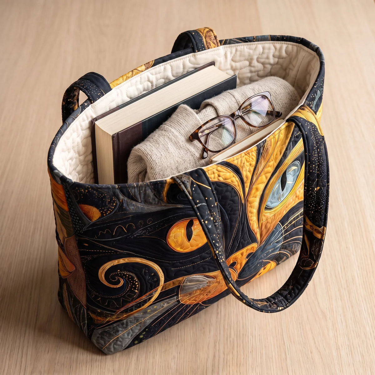 Beryl | Mystic Cat Quilted Tote