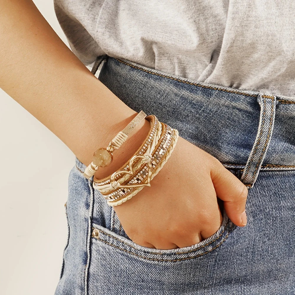 Boho Multi-Strand Leather Bracelet