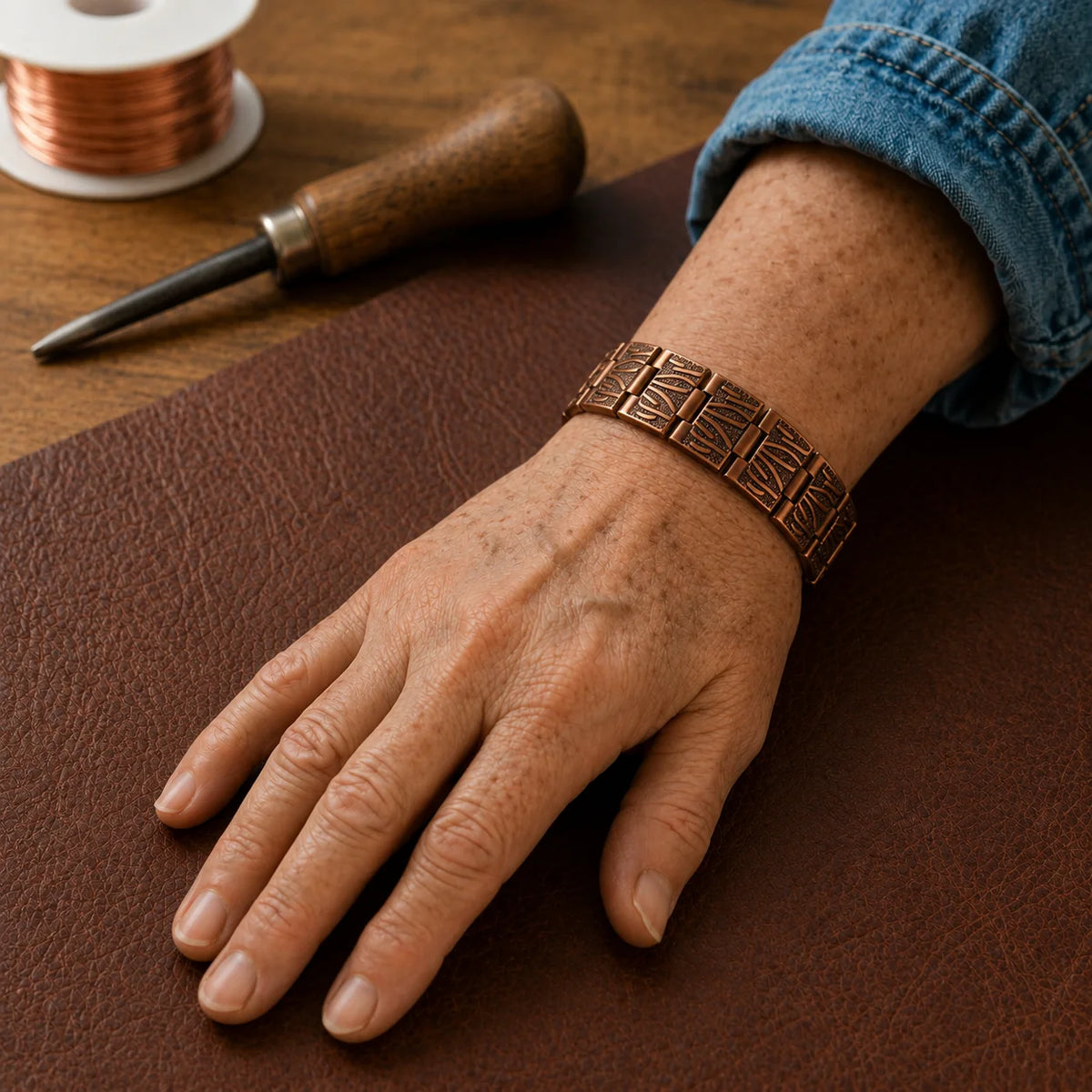 Brogue Men's Copper Bracelet