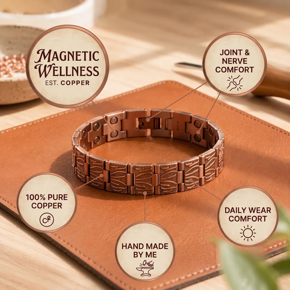 Brogue Men's Copper Bracelet