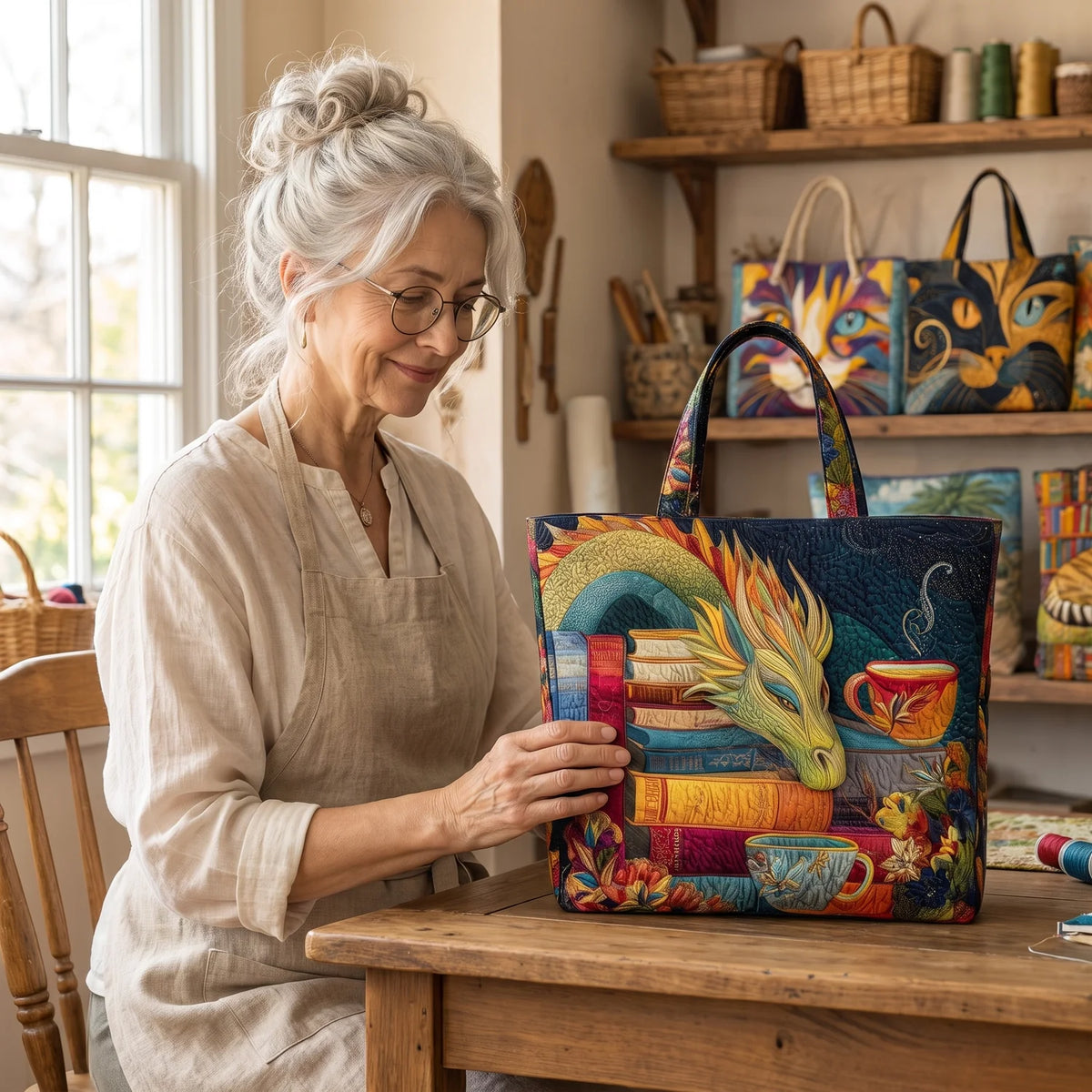 Brooke | Reading Dragon Quilted Tote