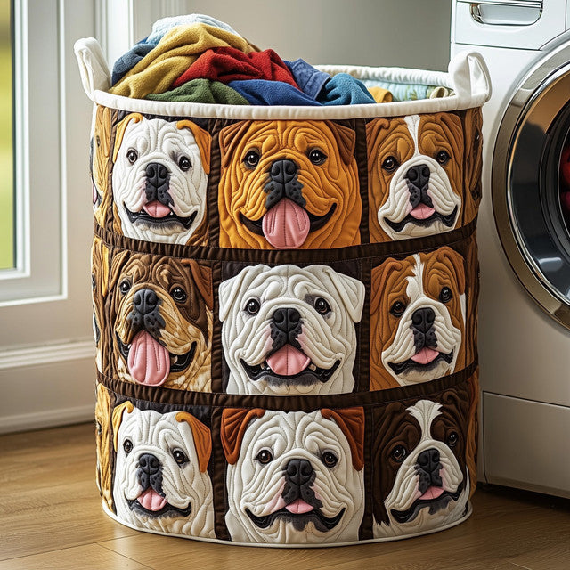 Esmeralda | Quilted Bulldog Laundry Basket