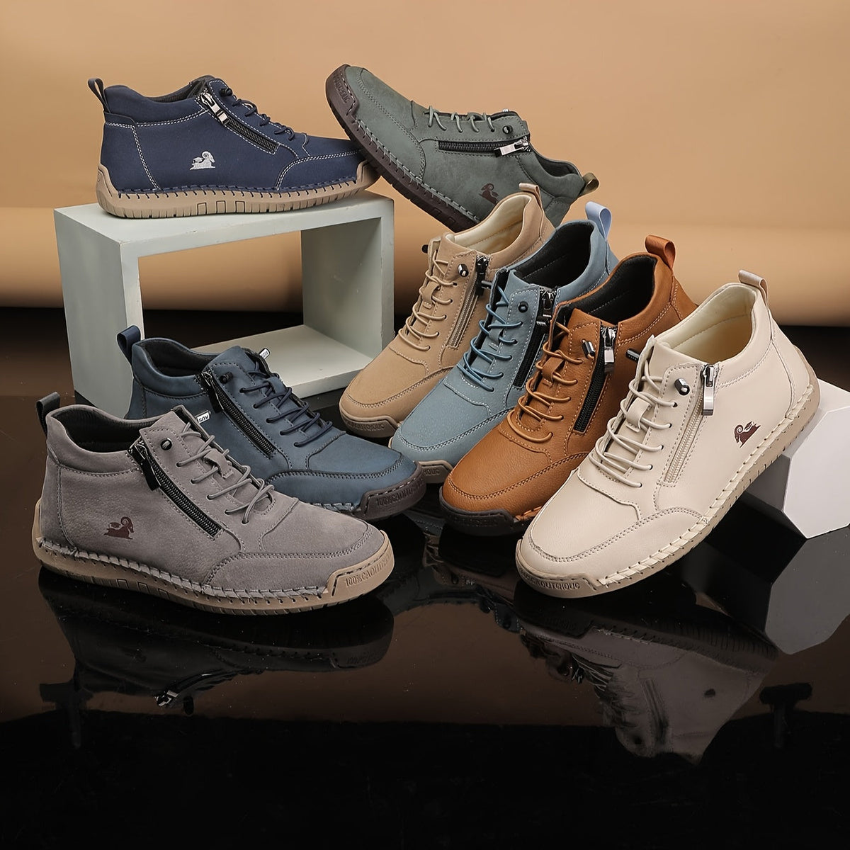 Zofia | Hand-Stitched Zip Comfort Sneakers