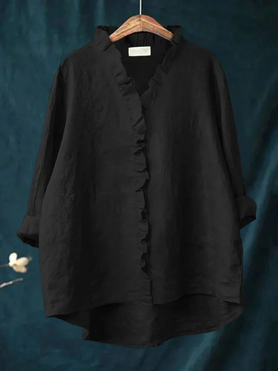 Lily | Casual Shirt with Ruffles in Cotton and Linen