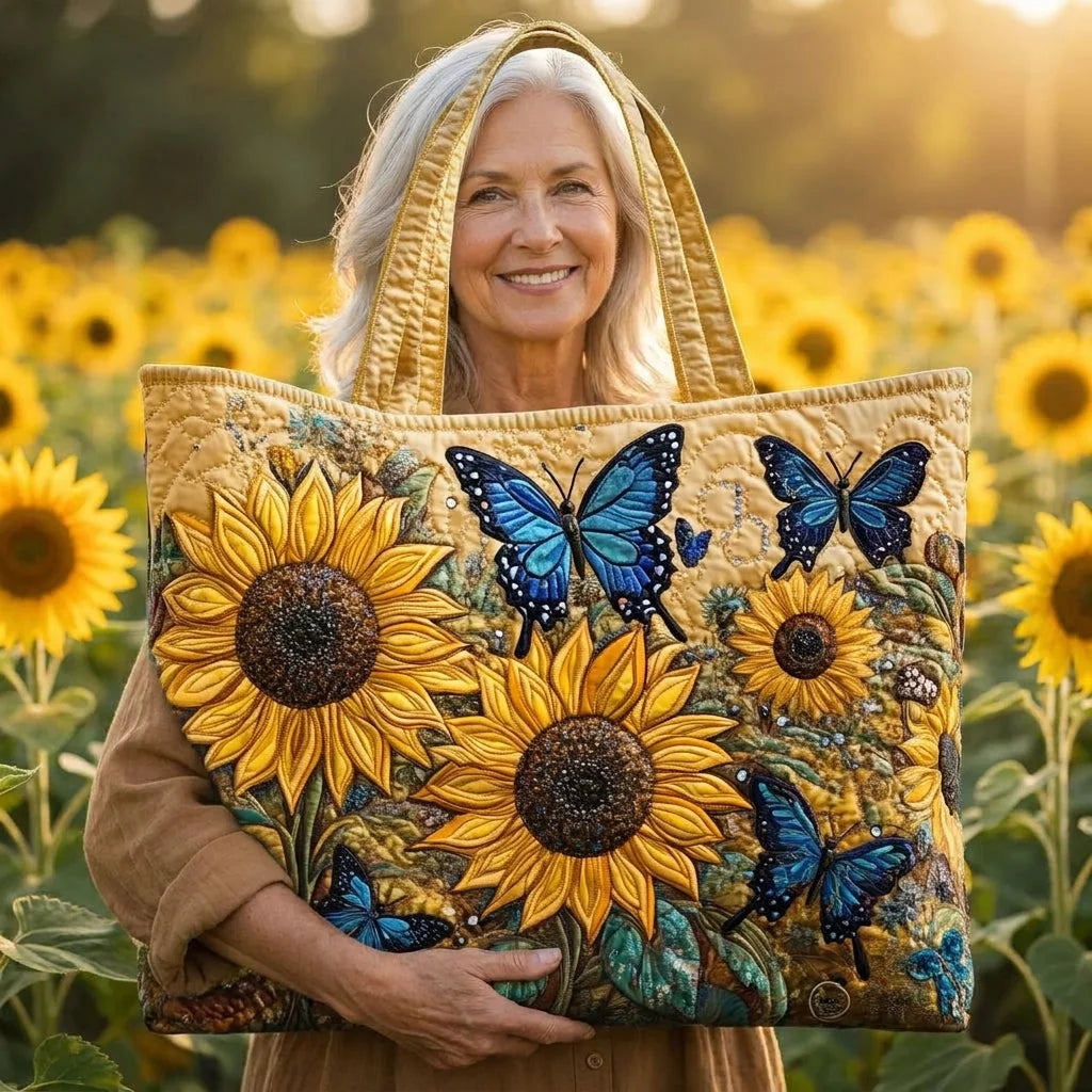 Caitlin | Sunflower & Butterfly Quilted Tote