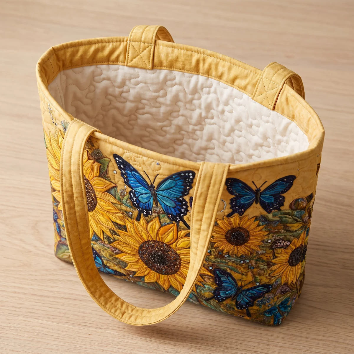 Caitlin | Sunflower & Butterfly Quilted Tote
