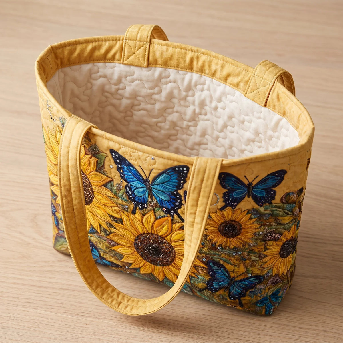 Caitlin | Sunflower & Butterfly Quilted Tote