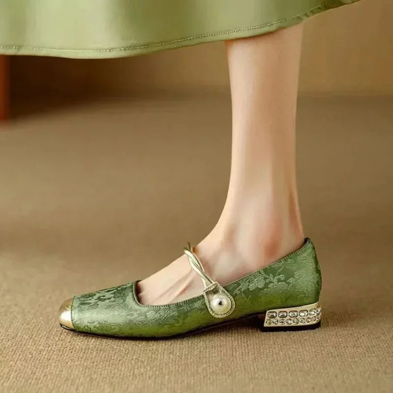 Camille | Vintage Braided Pearl Strap Shoes
