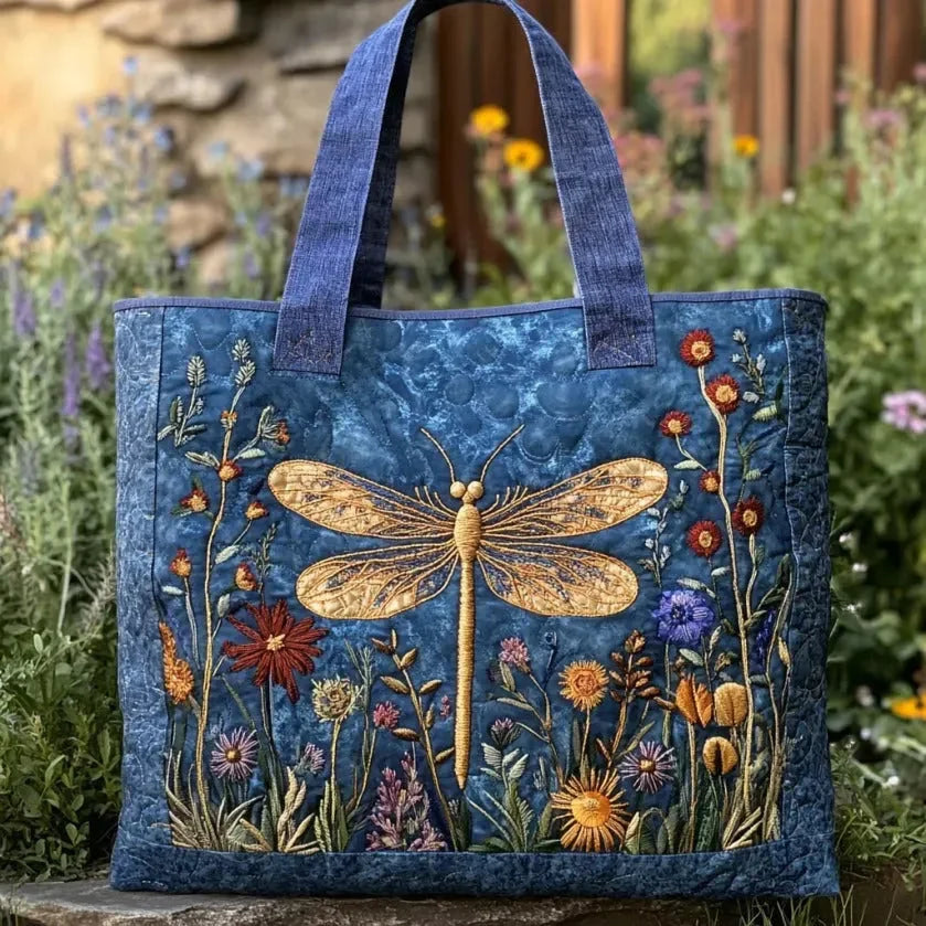 Carolina | Golden Dragonfly Quilted Tote