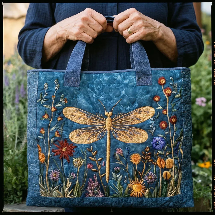 Carolina | Golden Dragonfly Quilted Tote