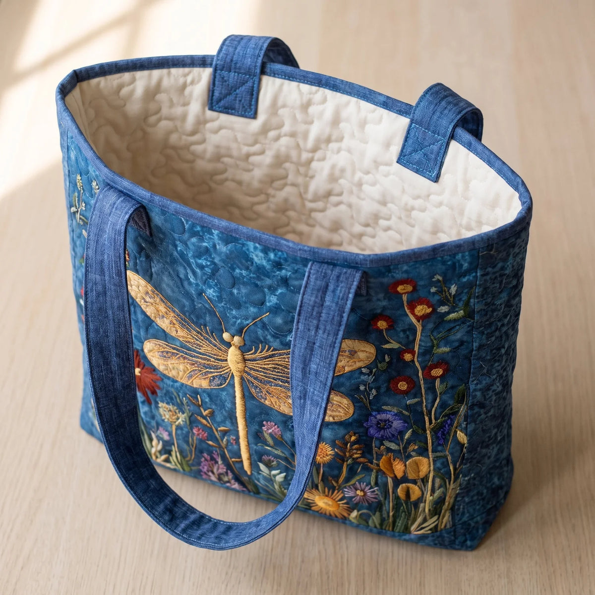 Carolina | Golden Dragonfly Quilted Tote