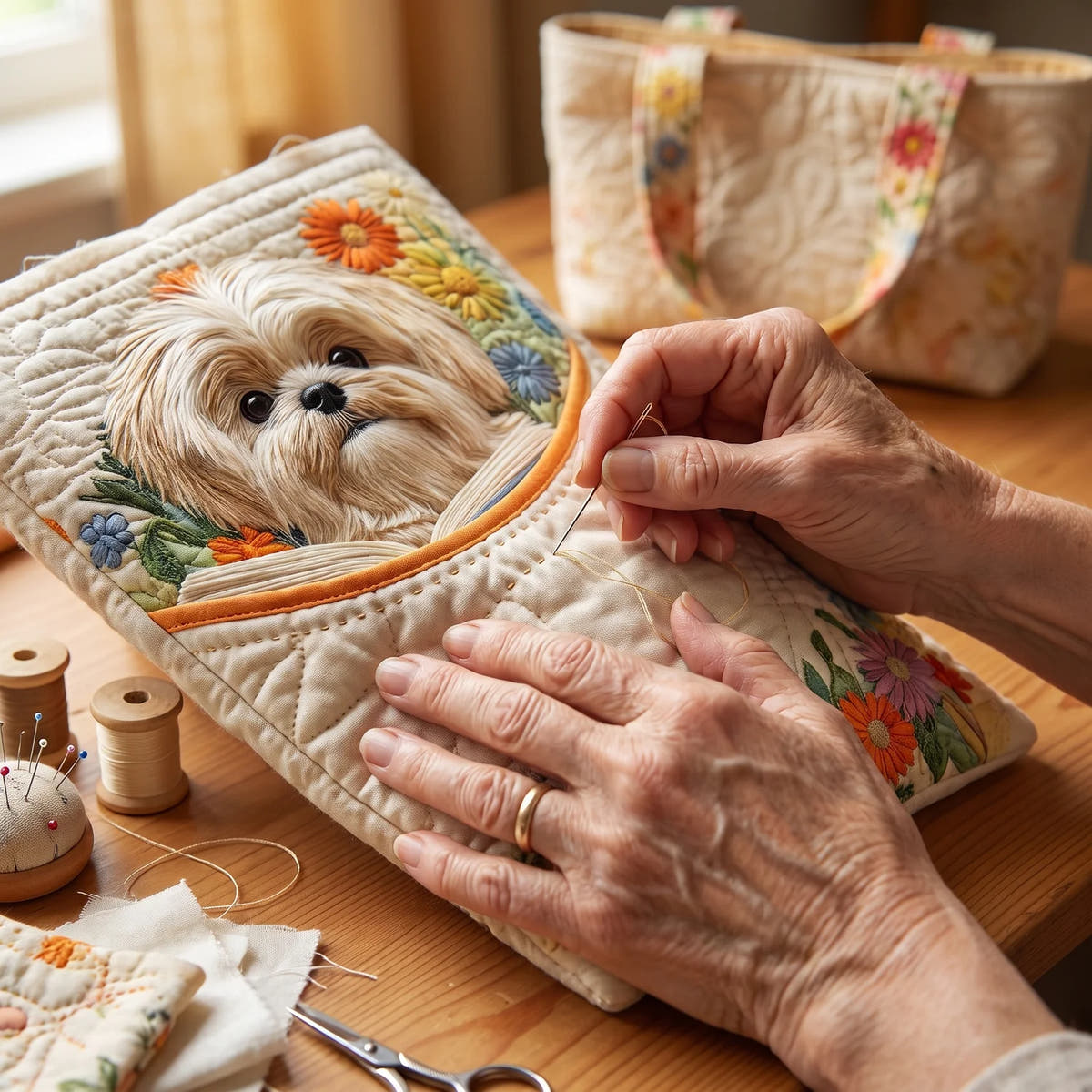 Catalina | Shih Tzu & Flowers Tote