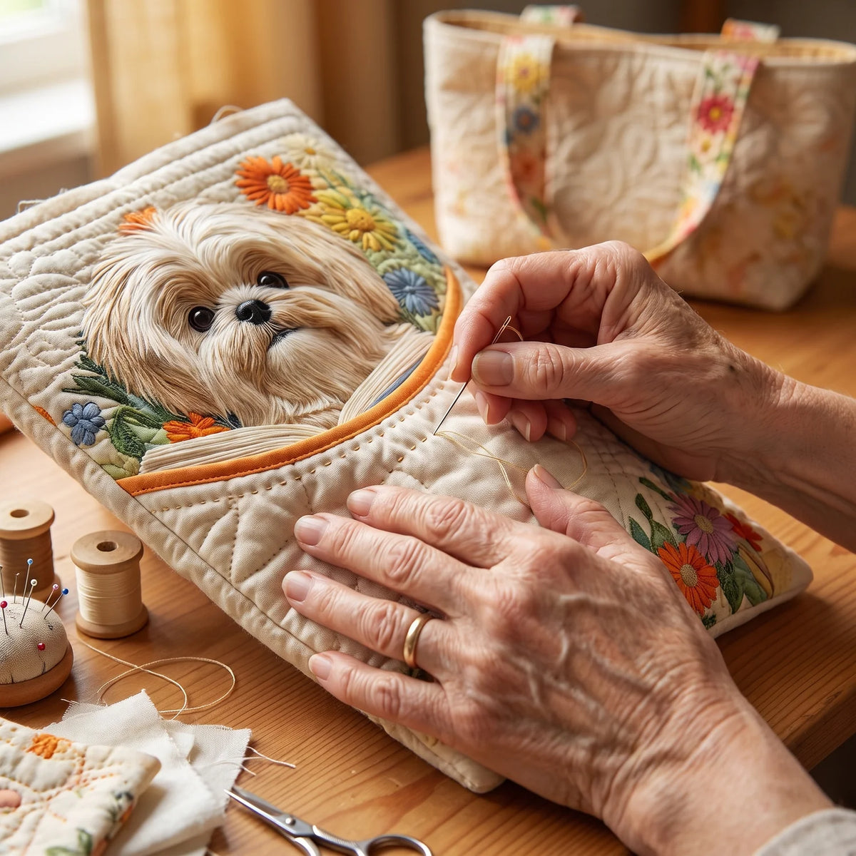 Catalina | Shih Tzu & Flowers Tote